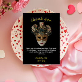 マルディグラスマスク21歳の誕生日パーティー サンキューカード