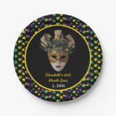 マルディグラスマスク21歳の誕生日パーティー ペーパープレート (正面)