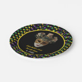 マルディグラスマスク21歳の誕生日パーティー ペーパープレート (アングル)