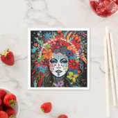 マルディグラスマスク&ヘアドレカスタムス文字パーティー スタンダードカクテルナプキン (インサイチュ)