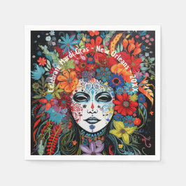 マルディグラスマスク&ヘアドレカスタムス文字パーティー スタンダードカクテルナプキン