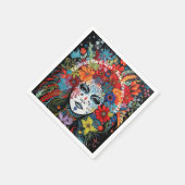 マルディグラスマスク&ヘアドレカスタムス文字パーティー スタンダードカクテルナプキン (角)