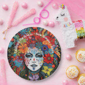 マルディグラスマスク&ヘアドレカスタムス文字パーティー ペーパープレート (パーティー)