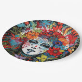 マルディグラスマスク&ヘアドレカスタムス文字パーティー ペーパープレート (アングル)