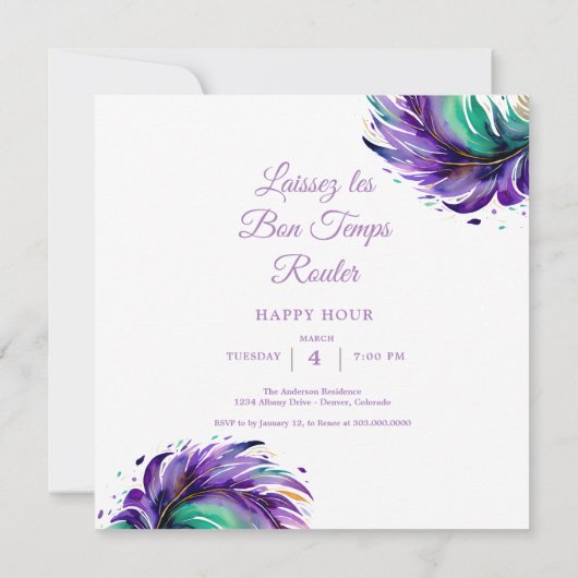 マルディグラスマスク 招待状 (裏面)