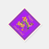 マルディグラスマスク（紋章の）フラ・ダ・リビーズキングケーキ スタンダードカクテルナプキン (角)