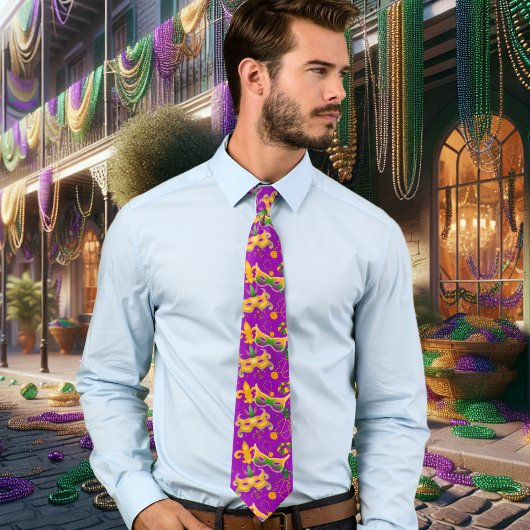 マルディグラスマスク(紋章の)フラ・ダ・リビーズキングケーキ ネクタイ