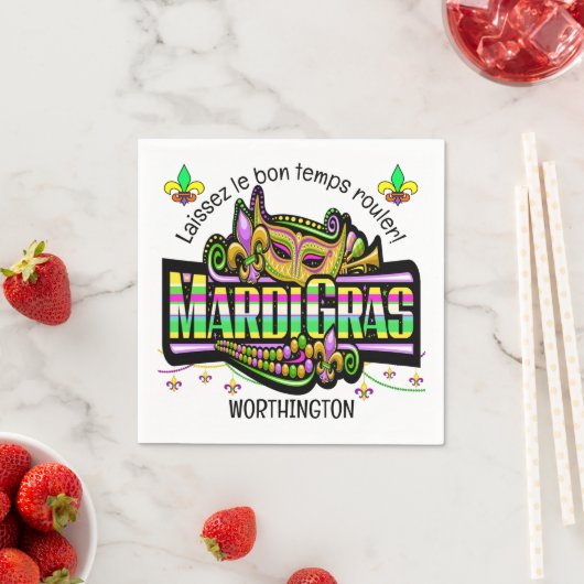 マルディグラスマッチズテーマ紙ナプキン スタンダードカクテルナプキン (インサイチュ)