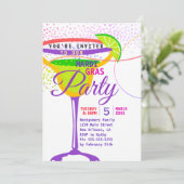 マルディグラスマルティーニグラスパープル金ゴールドグリーンパーティー 招待状 (スタンド正面)