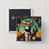 マルディグラスミスターデス喫煙マン 缶バッジ (正面&裏面)