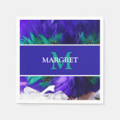 マルディグラスモノグラムイニシャルオン紫色の脂肪の火曜日 スタンダードカクテルナプキン (正面)