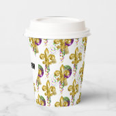 マルディグラスリリーフェスティバルカスタムカップホワイト金ゴールド 紙コップ (左)