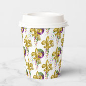 マルディグラスリリーフェスティバルカスタムカップホワイト金ゴールド 紙コップ (裏面)