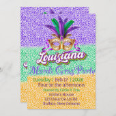 マルディグラスルイジアナグリッター仮装パーティー 招待状 (正面/裏面)