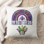 マルディグラスレインボーアンドマスク装飾用クッション クッション (ブランケット)