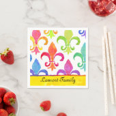 マルディグラスレインボー（紋章の）フラ・ダ・リファミリー名 スタンダードカクテルナプキン (インサイチュ)