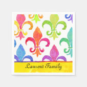 マルディグラスレインボー（紋章の）フラ・ダ・リファミリー名 スタンダードカクテルナプキン (正面)