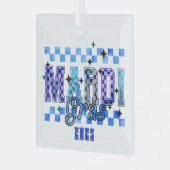 マルディグラスレッドブラック ガラスオーナメント (正面左)