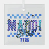 マルディグラスレッドブラック ガラスオーナメント (正面)