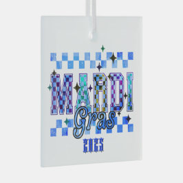 マルディグラスレッドブラック ガラスオーナメント