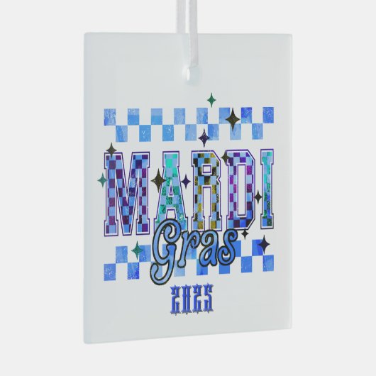 マルディグラスレッドブラック ガラスオーナメント (正面右)