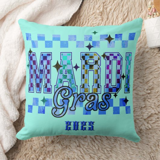 マルディグラスレッドブラック クッション (ブランケット)