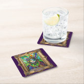 マルディグラスレルムポートレート – 女司祭 スクエアペーパーコースター (インサイチュ)