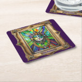 マルディグラスレルムポートレート – 女司祭 スクエアペーパーコースター (アングル)