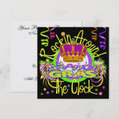 マルディグラスロックンザのまわりにクロック招待状 招待状 (正面/裏面)