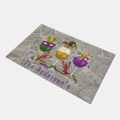 マルディグラスワイングラス&クロフィッシュカスタム ドアマット (アングル)