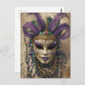 マルディグラスヴィンテージマスクビーズ ポストカード (正面/裏面)