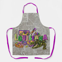 マルディグラスヴィンテージ新聞キングケーキアリゲーター