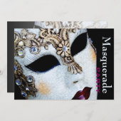 マルディグラスヴェネチアンマスクマスカレードパーティー招待状 招待状 (正面/裏面)