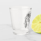 マルディグラス仮装マスクのモノグラム名年 ショットグラス (左)