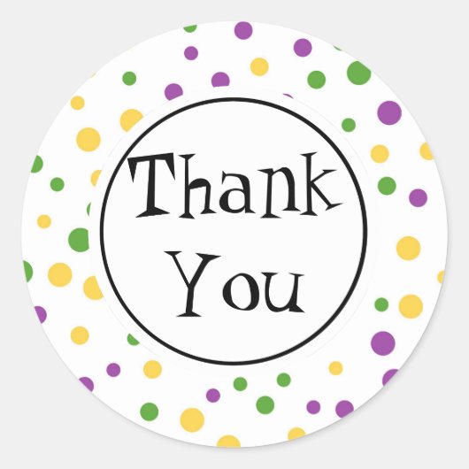 マルディグラス水玉模様誕生日 ラウンドシール (正面)