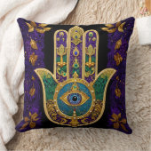 マルディグラス金ゴールドパープルグリーンハムサアート クッション (ブランケット)