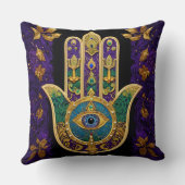 マルディグラス金ゴールドパープルグリーンハムサアート クッション (裏面)