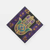 マルディグラス金ゴールドパープルグリーンハムサアート スタンダードランチョンナプキン (角)