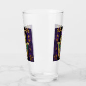 マルディグラス金ゴールドパープルグリーンハムサアート タンブラーグラス (左)