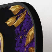 マルディグラス金ゴールドパープルグリーンハムサアート ピックルボールラケット (左詳細)