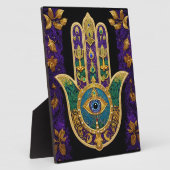 マルディグラス金ゴールドパープルグリーンハムサアート フォトプラーク (側面)