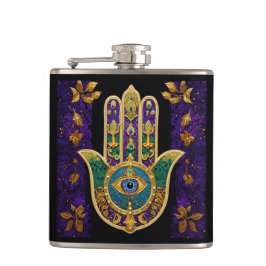 マルディグラス金ゴールドパープルグリーンハムサアート フラスク