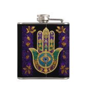 マルディグラス金ゴールドパープルグリーンハムサアート フラスク (裏面)
