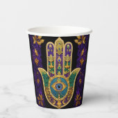 マルディグラス金ゴールドパープルグリーンハムサアート 紙コップ (裏面)
