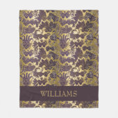 マルディグラス金ゴールドパープルマスクパターンパーソナライズされた フリースブランケット (正面)