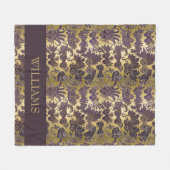 マルディグラス金ゴールドパープルマスクパターンパーソナライズされた フリースブランケット (正面(横))