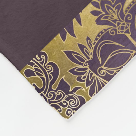 マルディグラス金ゴールドパープルマスクパターンパーソナライズされた フリースブランケット (角)
