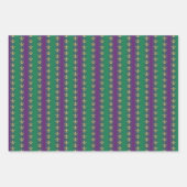 マルディグラス金ゴールドフルーア – デリスの上の紫と緑 ラッピングペーパーシート (正面3)