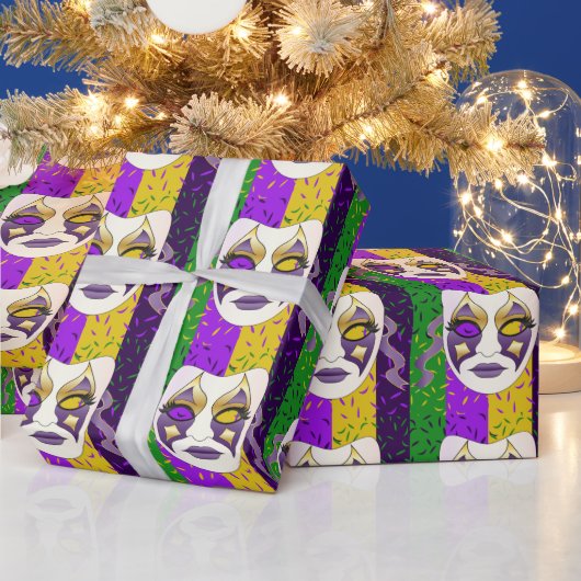 マルディグラス顔装飾用クッション ラッピングペーパー (クリスマス)