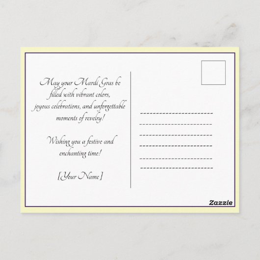 💚💜💛マルディグラス魔法 ポストカード (裏面)